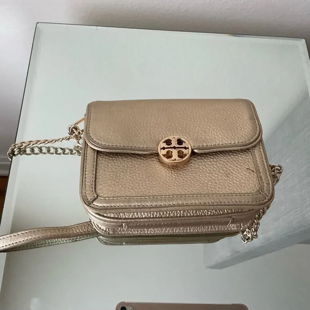 Tory Burch Chain Mini Shoulder Crossbody Bag Gold Hardware Leather